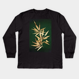 Golden Bamboo Leaves Kids Long Sleeve T-Shirt